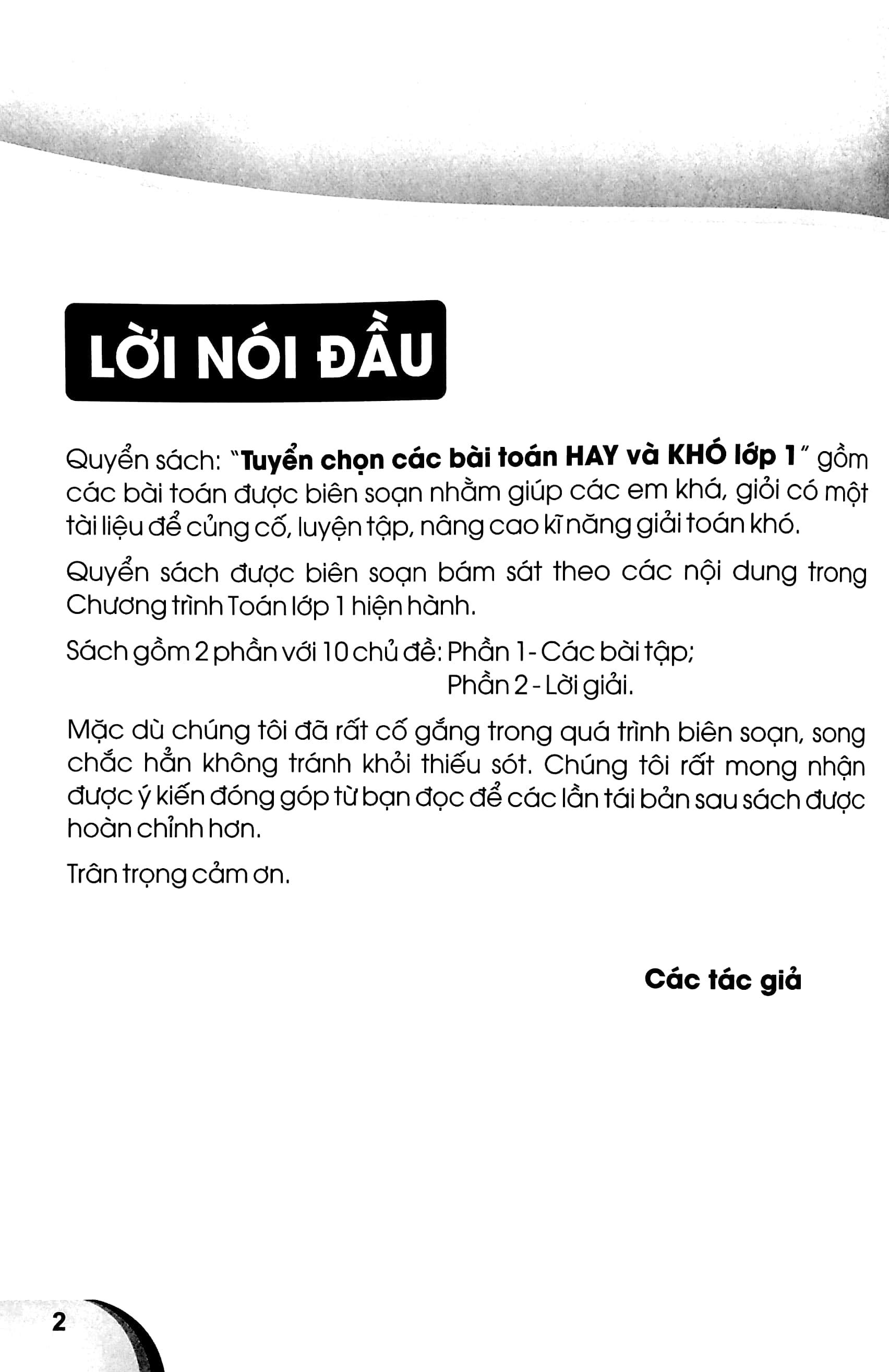 Tuyển Chọn Các Bài Toán Hay Và Khó Lớp 1 (Biên Soạn Theo Chương Trình Giao Dục Phổ Thông Mới)