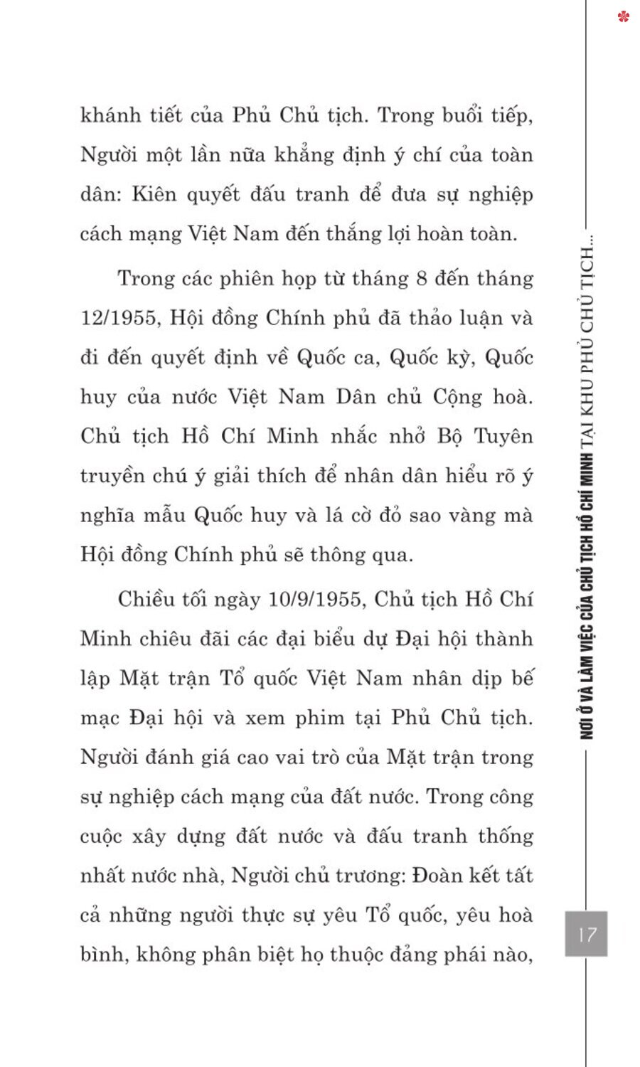 Nơi ở và làm việc của Chủ tịch Hồ Chí Minh tại Khu Phủ Chủ tịch - Hà Nội - bản in 2025