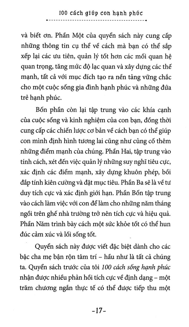 Cẩm Nang Cho Cha Mẹ Bận Rộn - 100 Cách Giúp Con Hạnh Phúc