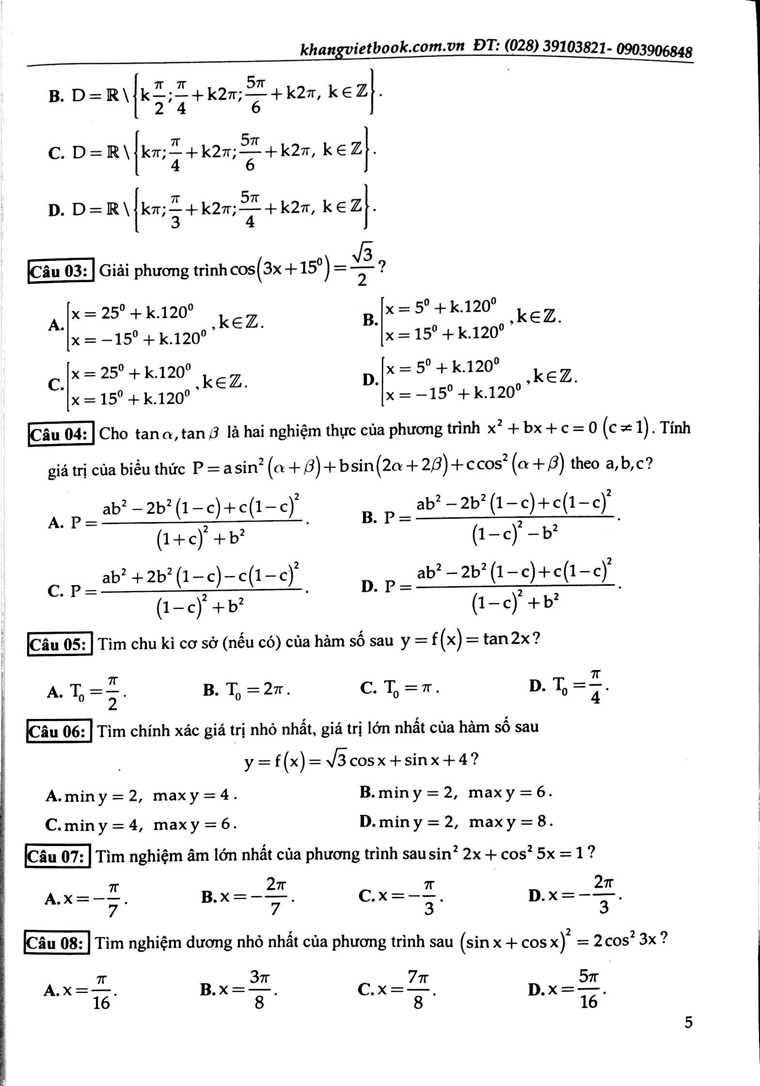 100 Đề Kiểm Tra Định Kì Trắc Nghiệm Toán Lớp 11