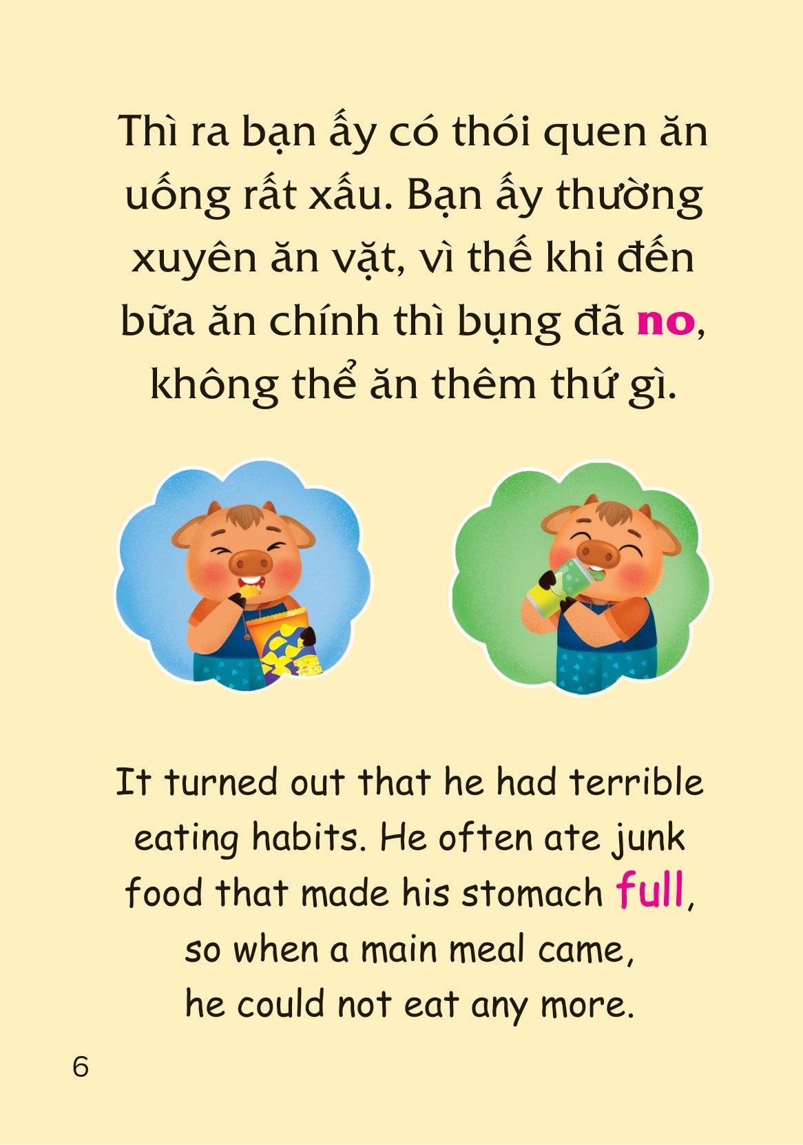Sách Truyện Tranh Song Ngữ Việt Anh Cho Bé - Ăn Đúng Cách Uống Đúng Mực