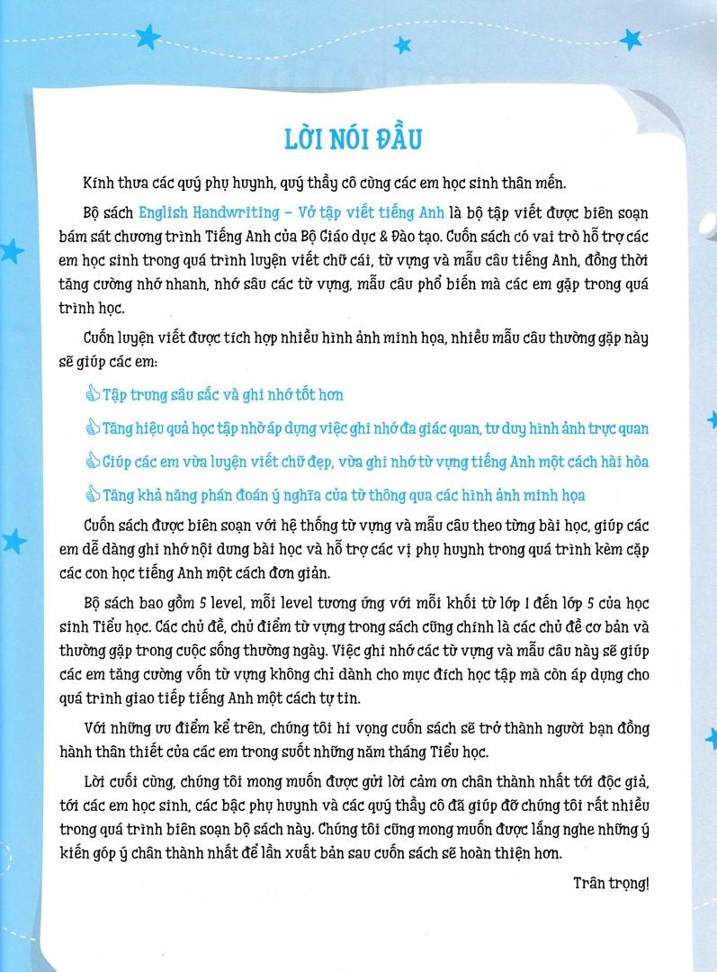 English Handwriting - Vở Tập Viết Tiếng Anh Lớp 1 Tập 2