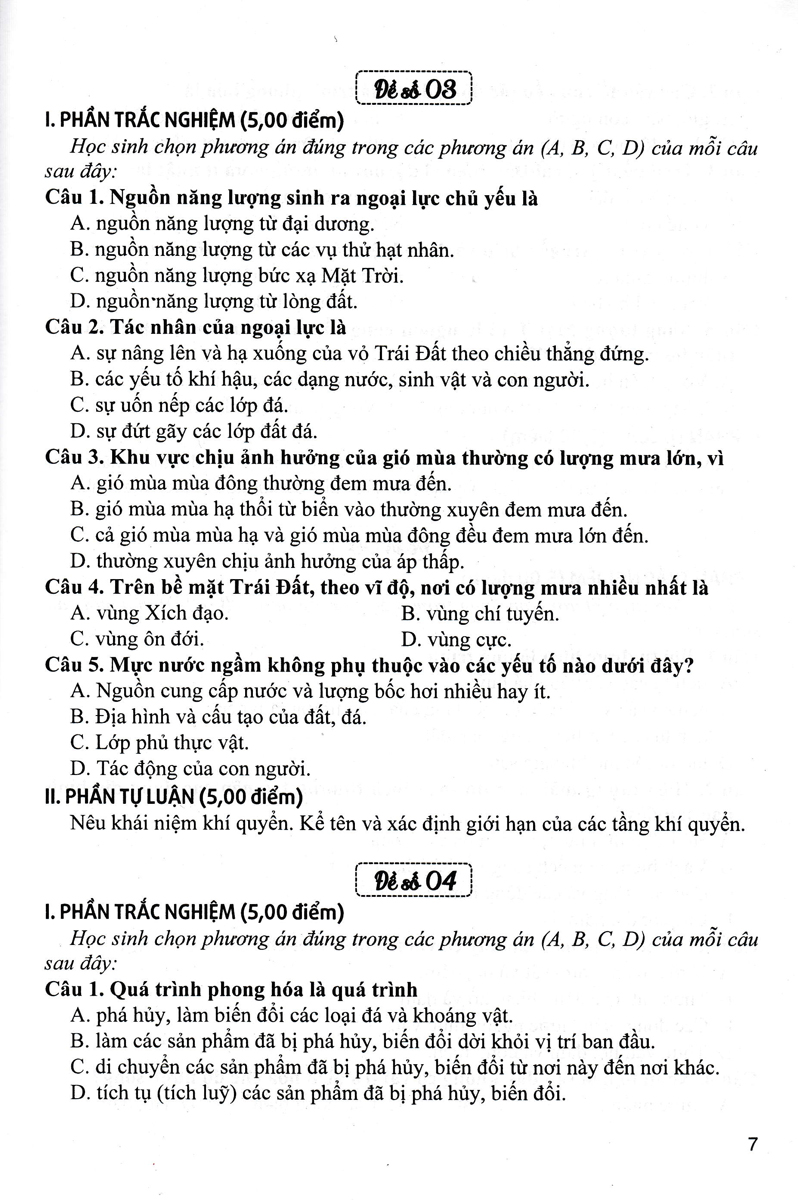 Sách tham khảo- Bộ Đề Kiểm Tra Địa Lí Lớp 10_HA