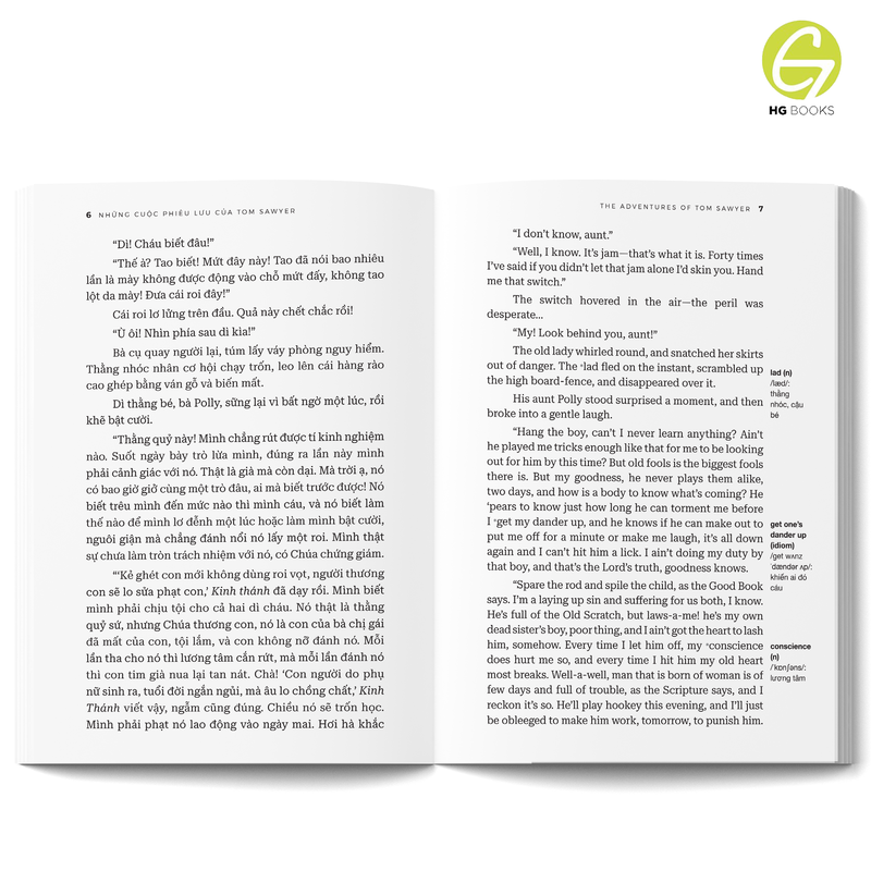Những cuộc phiêu lưu của Tom Sawyer - Sách song ngữ kinh điển, có note từ vựng, tặng kèm file nghe - HG Books