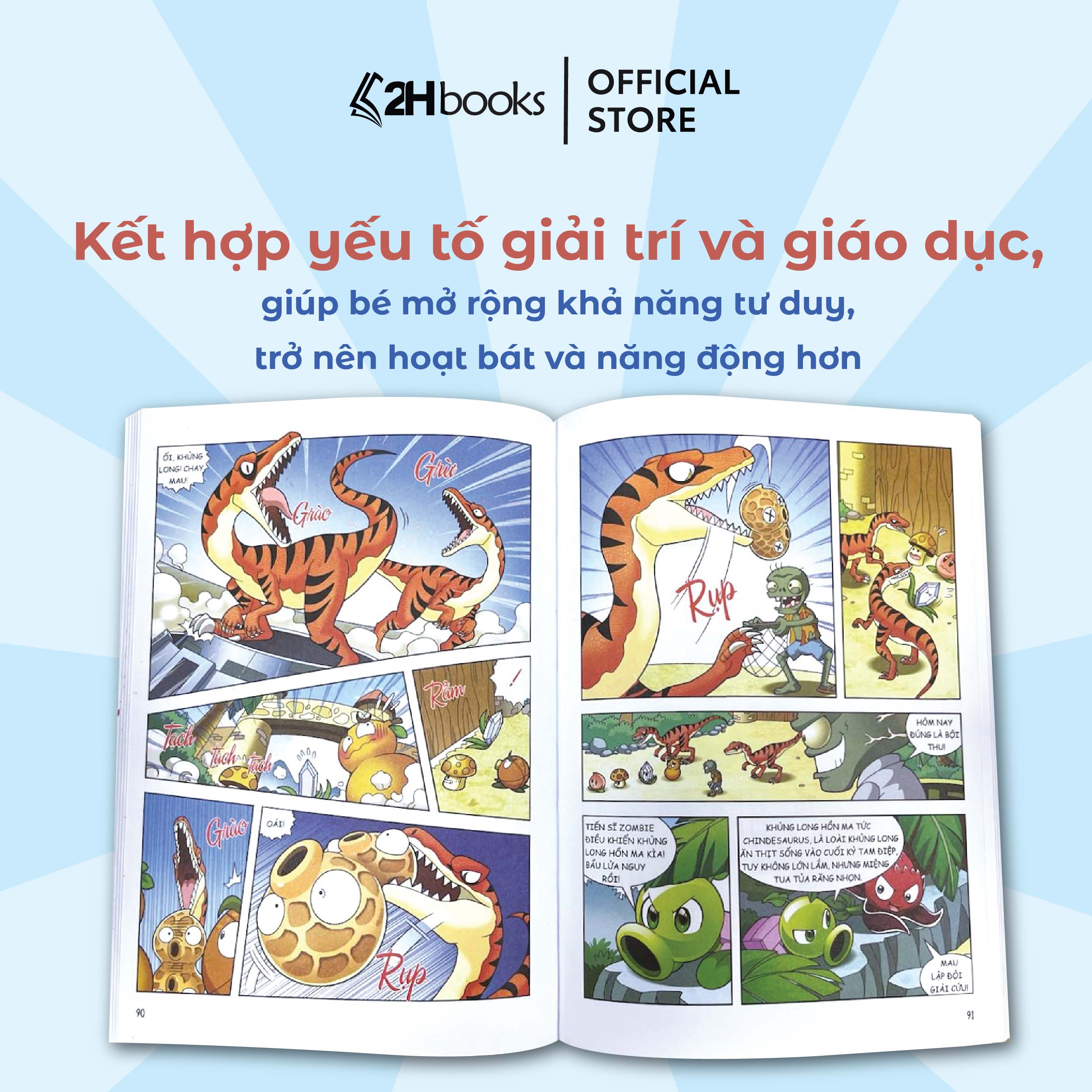 Sách Plants vs Zombies, Trái cây đại chiến zombie, Thế giới Robot, Truyện tranh cho bé, 2HBooks