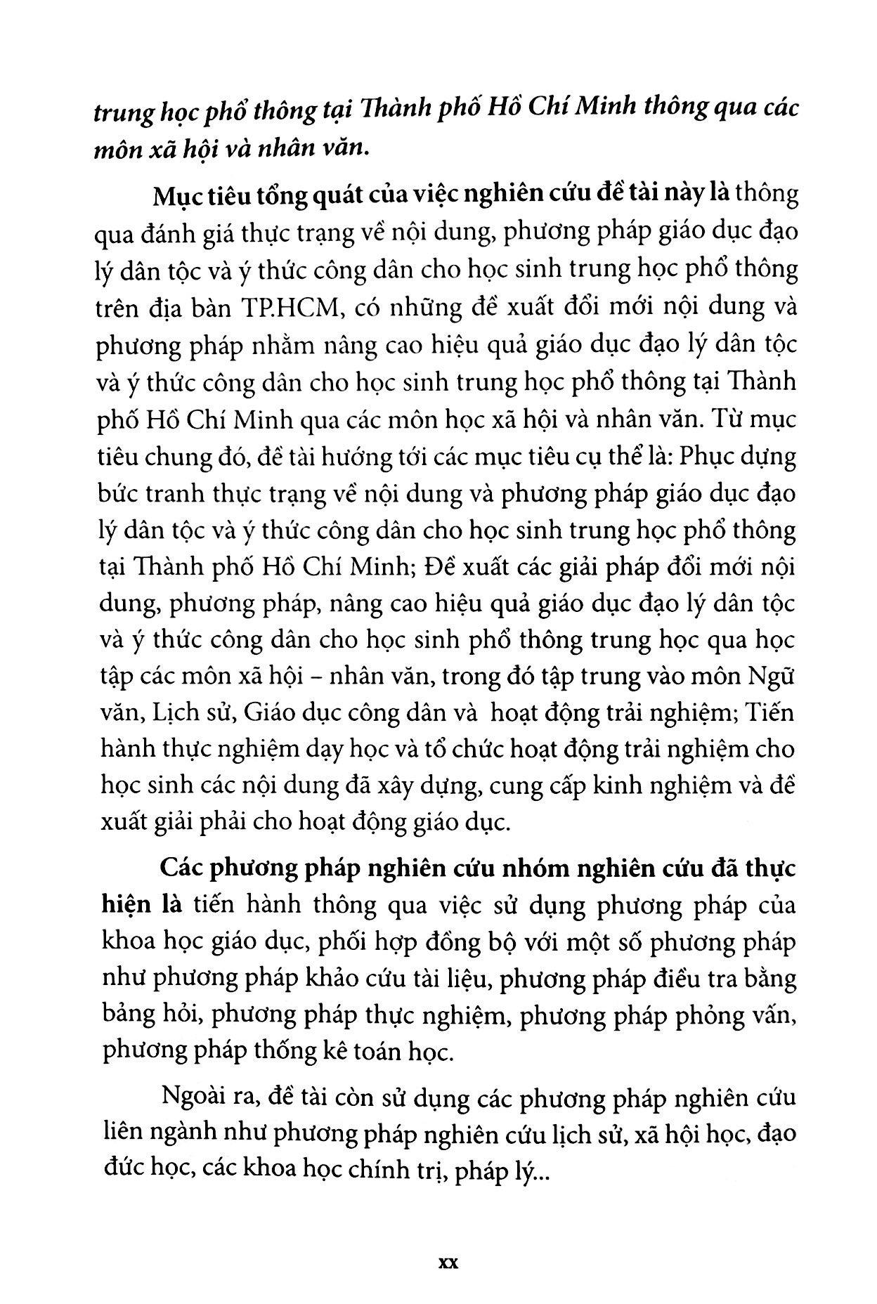 Đổi Mới Giáo Dục Đạo Lý Dân Tộc Và Ý Thức Công Dân Cho Học Sinh Trung Học Phổ Thông Thành Phố Hồ Chí Minh Qua Các Môn Xã Hội - Nhân Văn