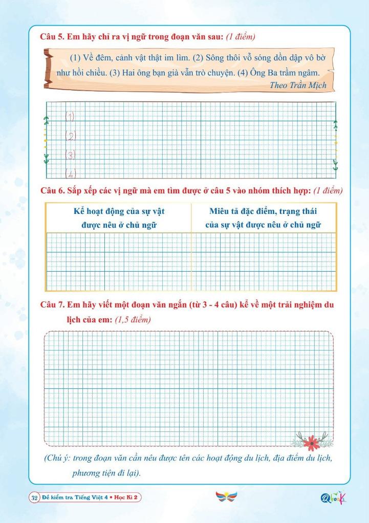 Đề Kiểm Tra Tiếng Việt 4 - Học Kì 2 (Cánh Diều)