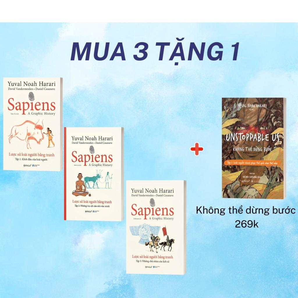 Lẻ/Combo 3 Sách Sapiens: Lược Sử Loài Người Bằng Tranh Tập 1 + Tập 2 + Tập 3 (Combo 3 tặng "Không Thể Dừng Bước - 269k)