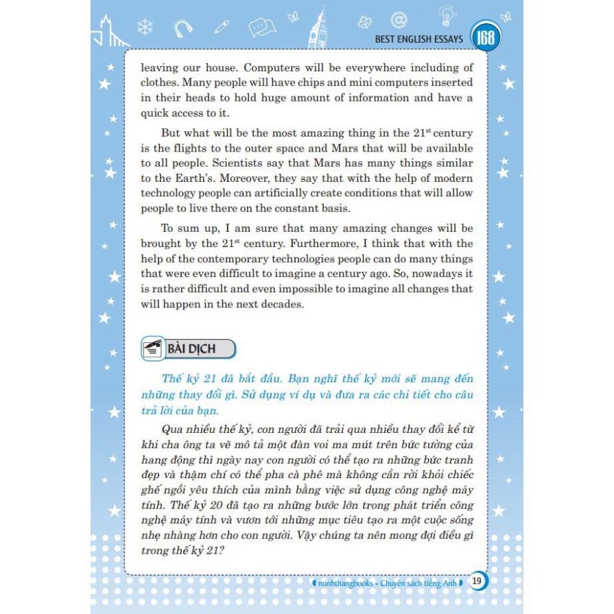 Sách - 168 bài luận Tiếng Anh hay nhất ( tái bản lần 01), tặng kèm Bookmark