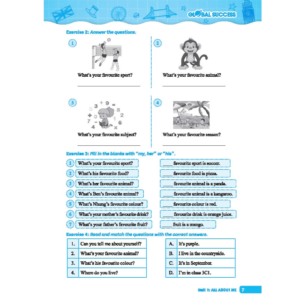 GLOBAL SUCCESS - Bài tập cuối tuần tiếng anh lớp 5 tập 1 (có đáp án)