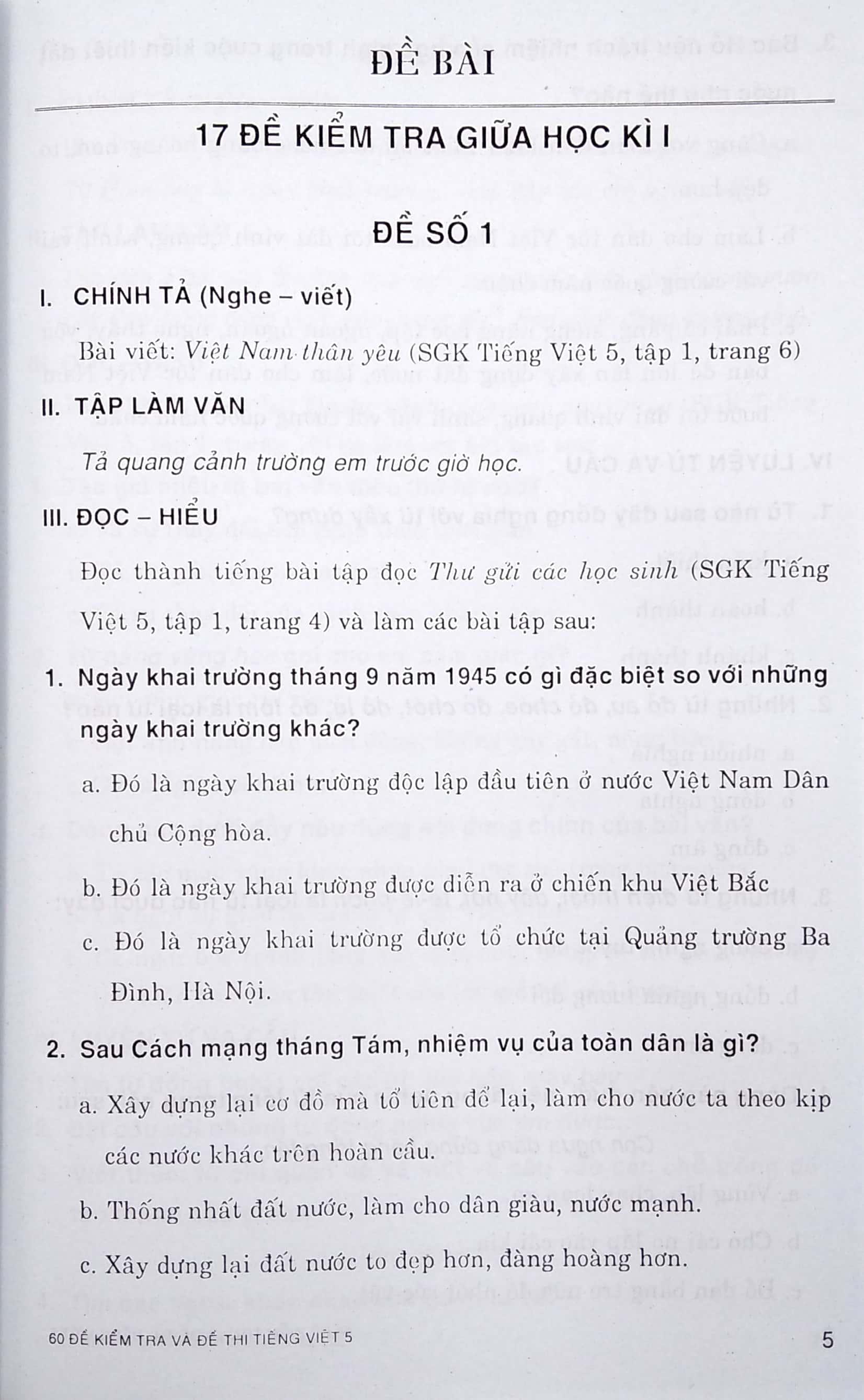 60 Đề Kiểm Tra Và Đề Thi Tiếng Việt 5
