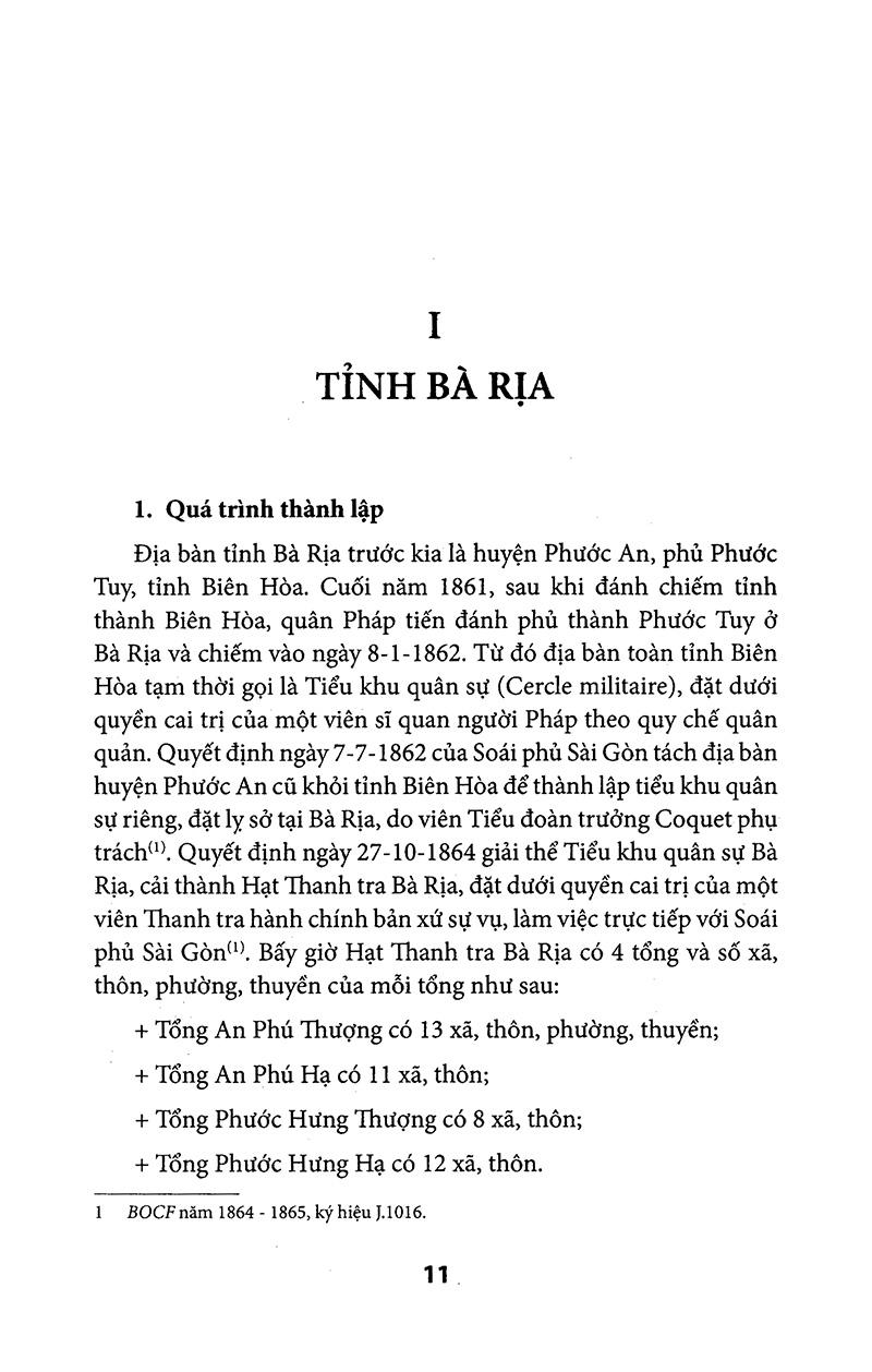 Địa Chí Hành Chính Các Tỉnh Nam Kỳ Thời Pháp Thuộc (1859 - 1954)