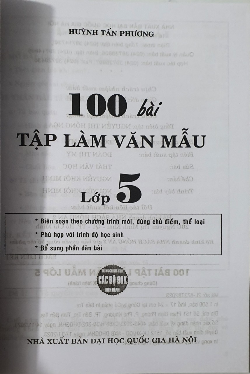 100 Bài Tập Làm Văn Mẫu Lớp 5