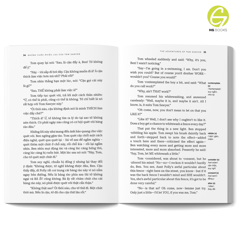 Những cuộc phiêu lưu của Tom Sawyer - Sách song ngữ kinh điển, có note từ vựng, tặng kèm file nghe - HG Books