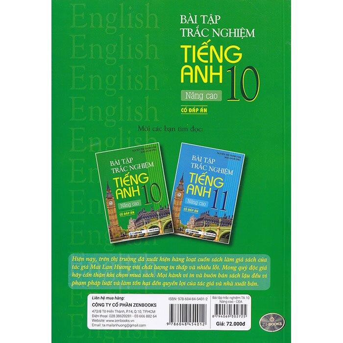 Bài Tập Trắc Nghiệm Tiếng Anh 10 - Nâng Cao (Có Đáp Án)