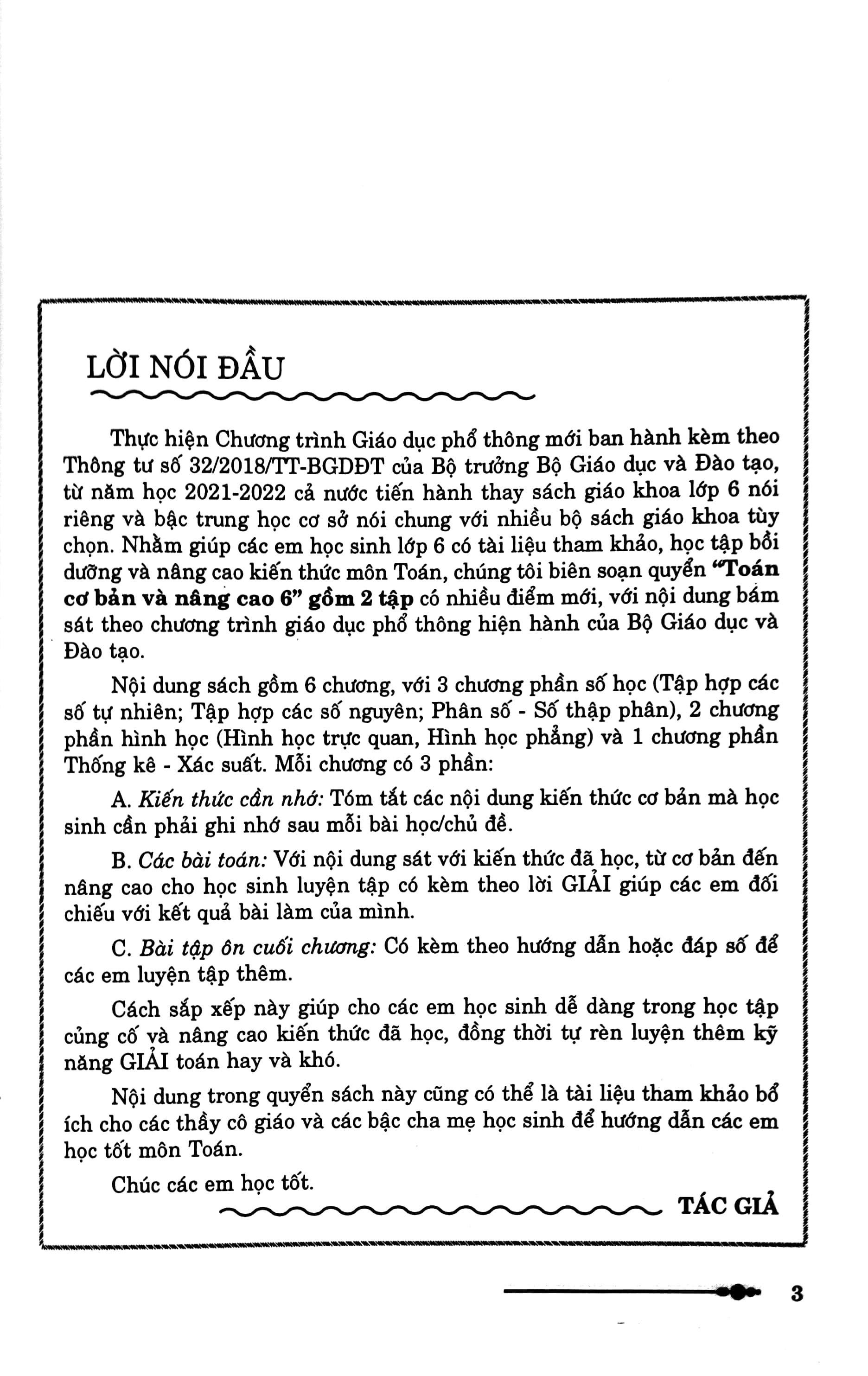 Toán Cơ Bản Và Nâng Cao THCS 6 - Tập 1 (Chương Trình Mới)