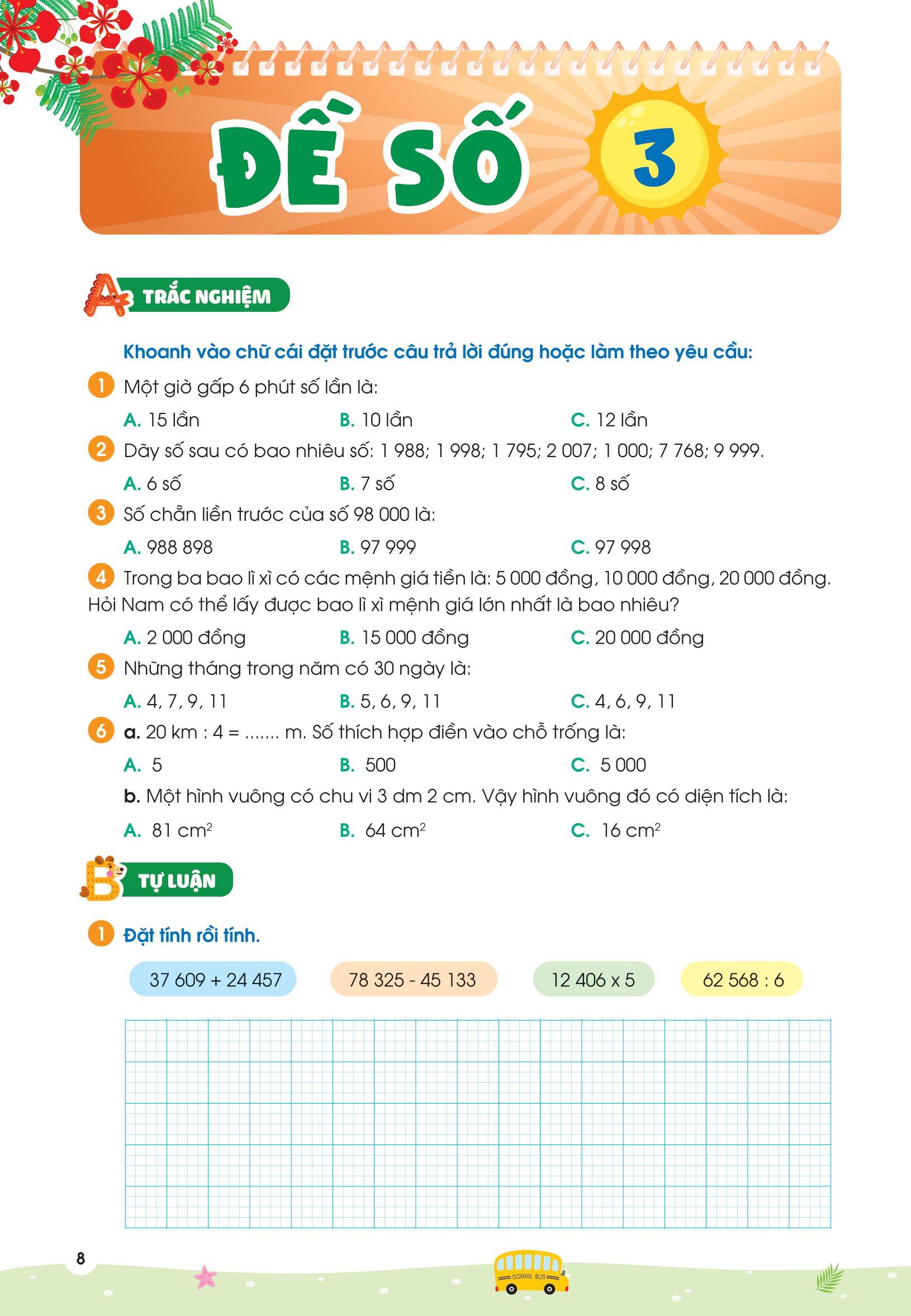 Phiếu Ôn Hè Toán Lớp 3