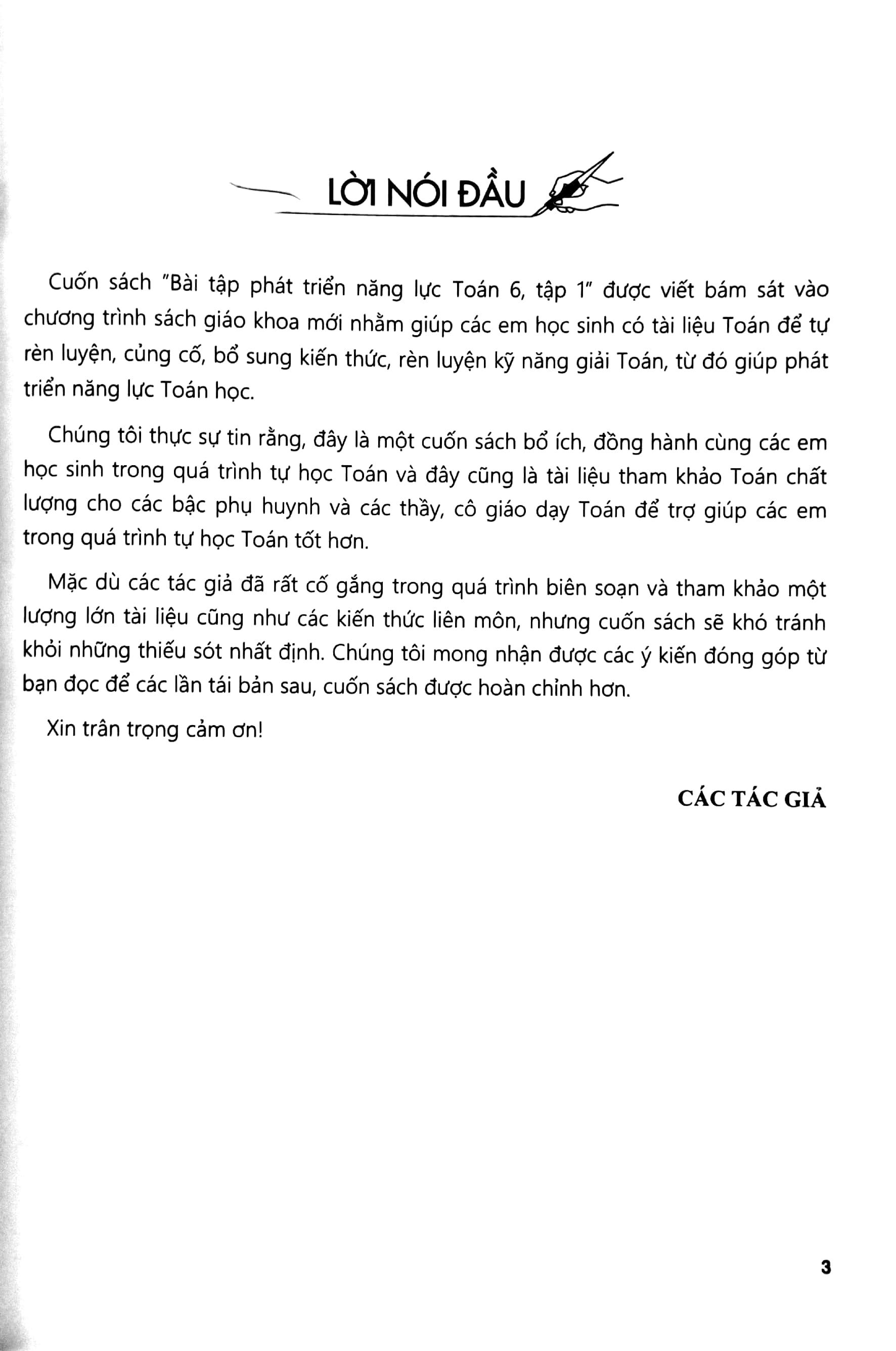 Bài Tập Phát Triển Năng Lực Toán 6 - Tập 1