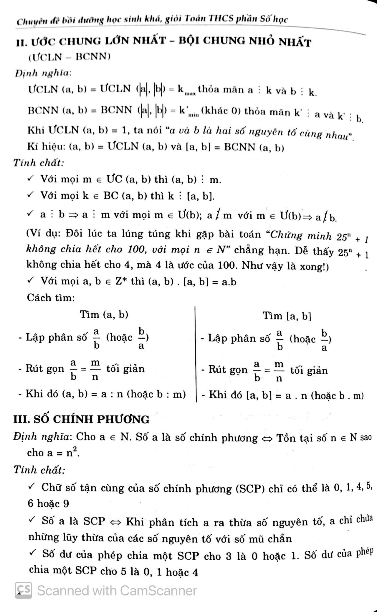 Chuyên đề bồi dưỡng học sinh khá, giỏi Toán THCS Phần Số Học