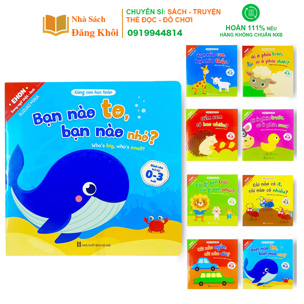 Sách - Combo 8 cuốn Ehon Toán Học Đầu Đời Cùng Con Học Toán - Song Ngữ Việt Anh Cho Bé 0-3 Tuổi
