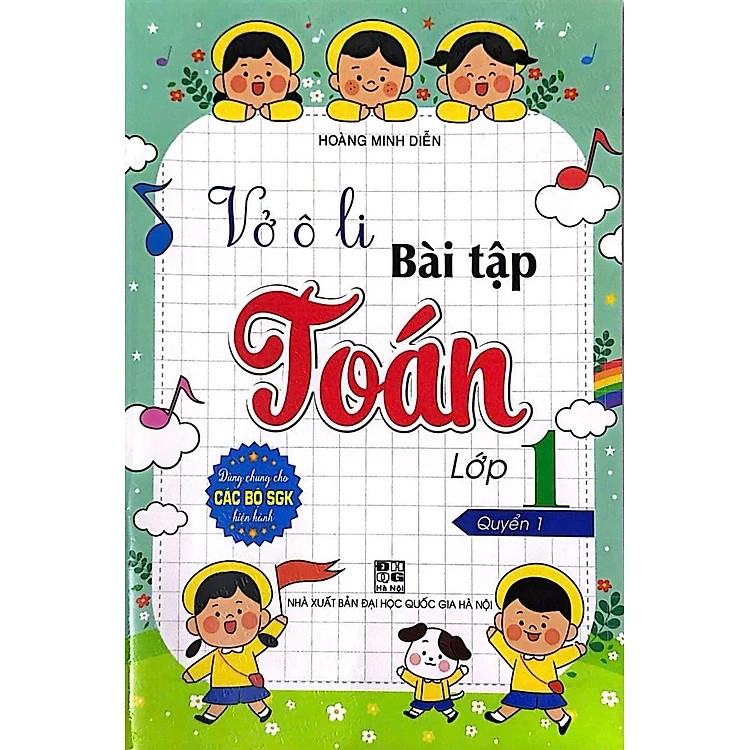 Combo Vở ô li bài tập Toán lớp 1 quyển 1+2 ( bộ 2 cuốn)