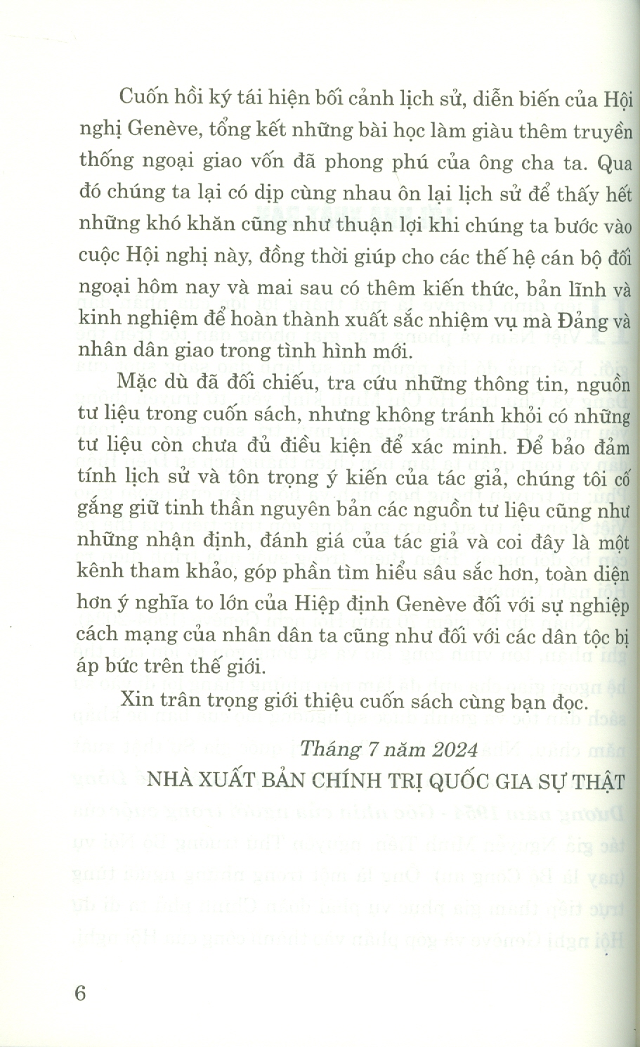 Hội Nghị Genève Về Đông Dương Năm 1954 - Góc Nhìn Của Người Trong Cuộc