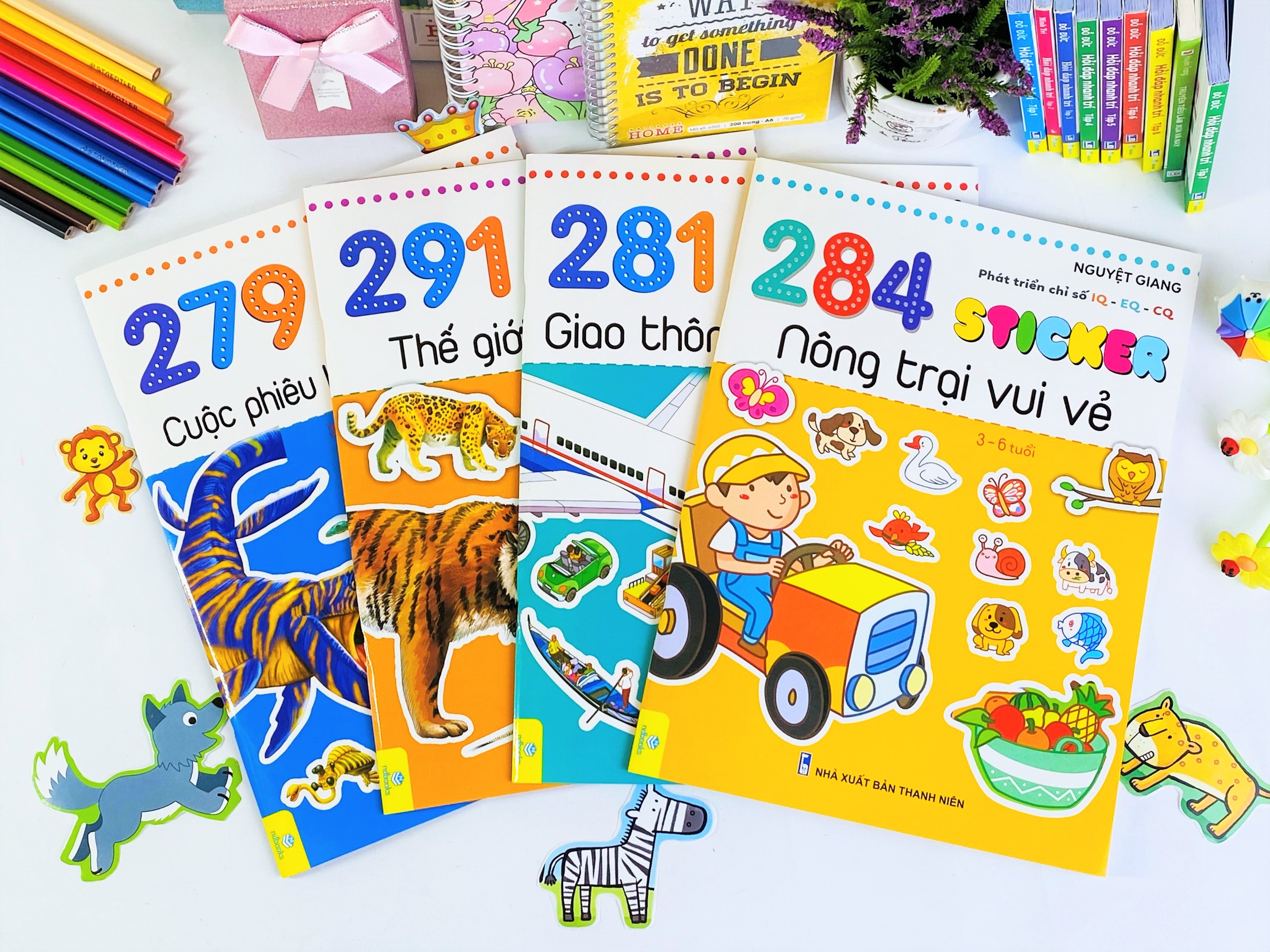 Sách Combo 5 cuốn Sticker phát triển chỉ số thông minh IQ-EQ-CQ dành cho bé từ 3-6 tuổi -Ndbooks