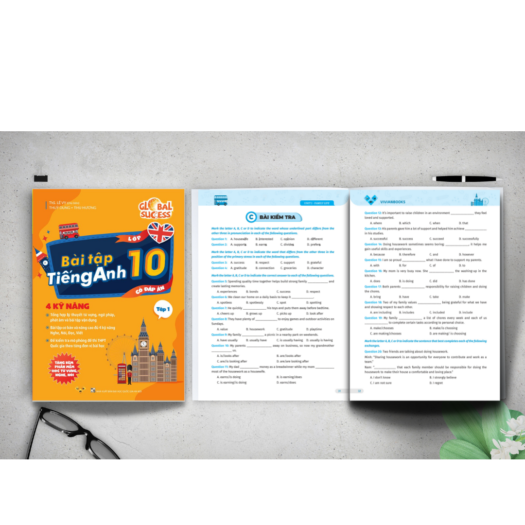 Sách Bài tập tiếng Anh lớp 10 Global Success, 4 kỹ năng (Có đáp án) – Tập 1 – ThS Lê Vy Vivian