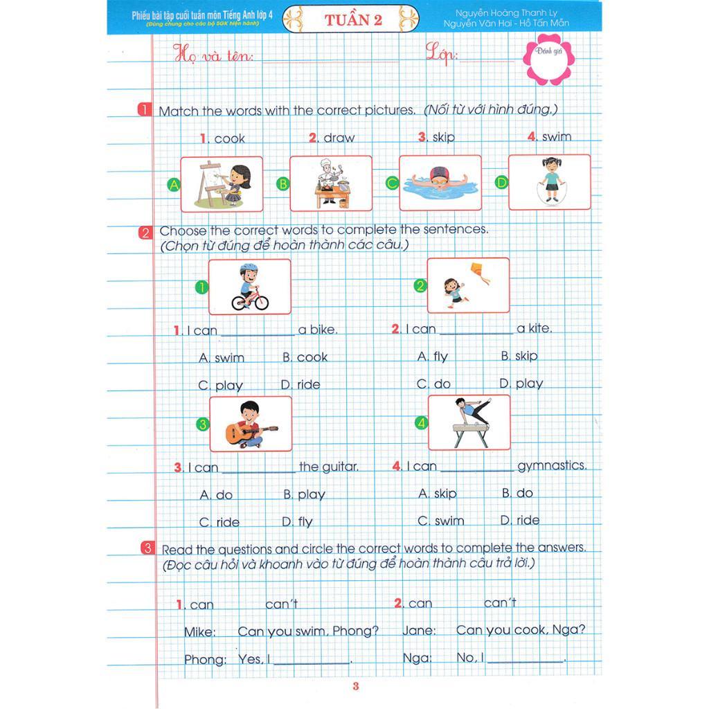 Sách - Phiếu Bài Tập Cuối Tuần Môn Tiếng Anh Lớp 4 - Dùng Chung Cho Các Bộ SGK Hiện Hành - Hồng Ân