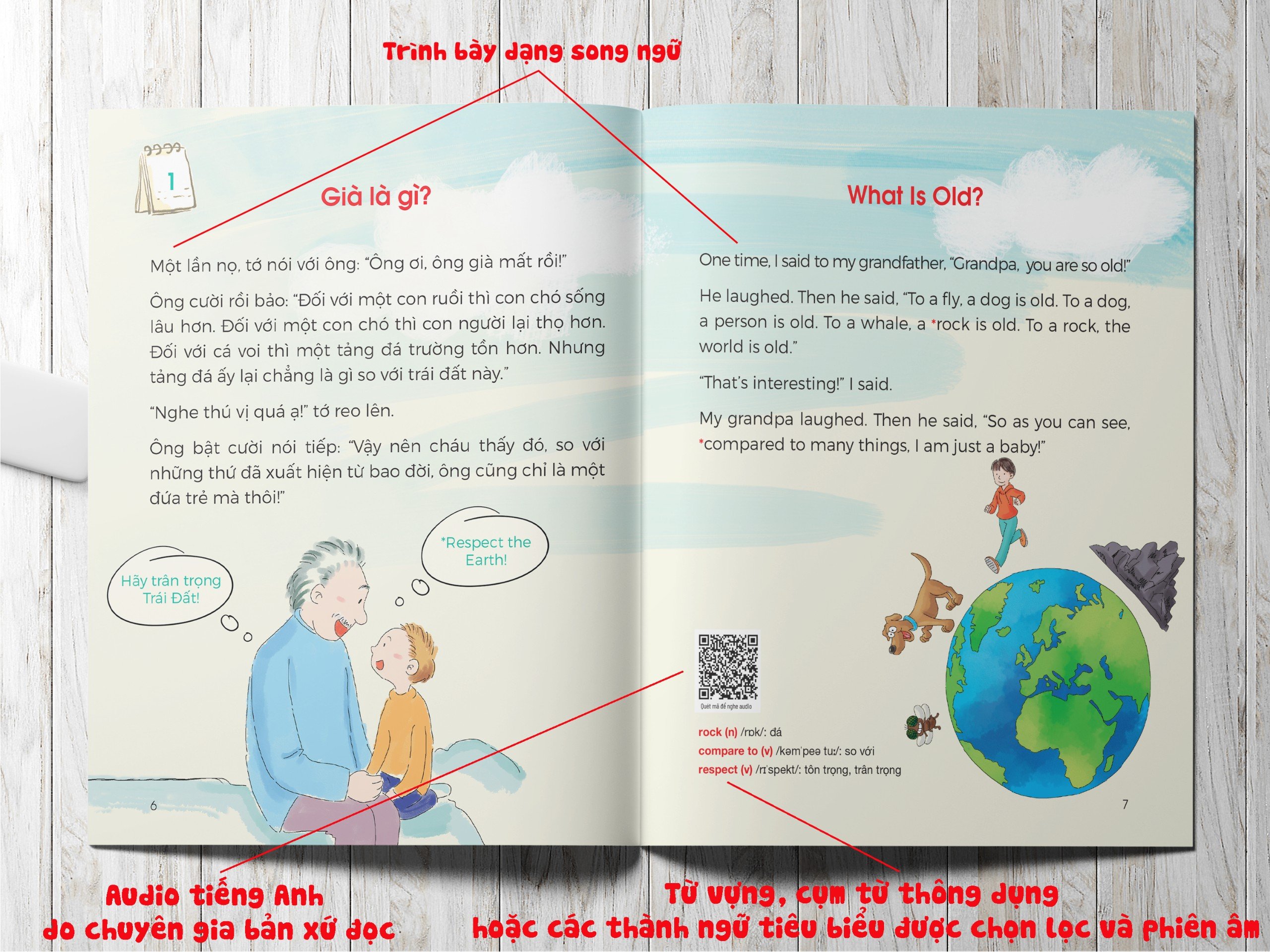 One Story A Day - Sách song ngữ cho bé, 12 cuốn truyện - 365 câu chuyện phát triển trí tuệ và nuôi dưỡng tâm hồn - Tặng kèm file nghe & note từng vựng