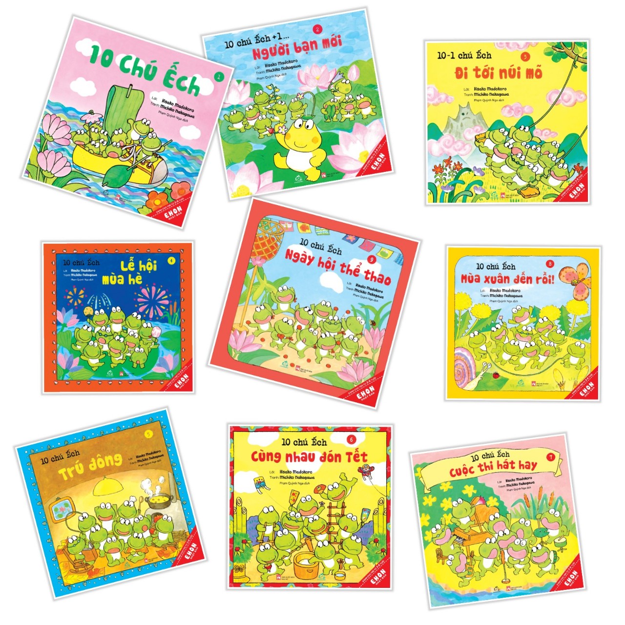 Ehon Nhật Bản 9Q Phần 1 - 10 chú ếch (Sách ehon kỹ năng sống / cho bé 3-8 tuổi + Poster An Toàn Cho Con Yêu)