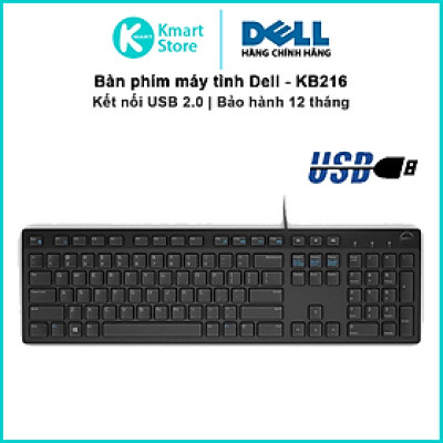 Bàn Phím Có Dây Dell KB216 - Đen - Hàng Chính Hãng