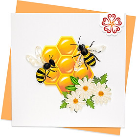 Tổ ong vang - Thiệp giấy xoắn 15 x 15 cm - Thiệp chúc mừng thủ công chủ đề các loài động vật