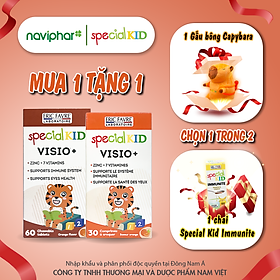 [Hộp 30 viên] Viên nhai, viên ngậm Special Kid Visio+ Hỗ trợ cho đôi mắt khoẻ mạnh, giảm mỏi mắt, khô mắt