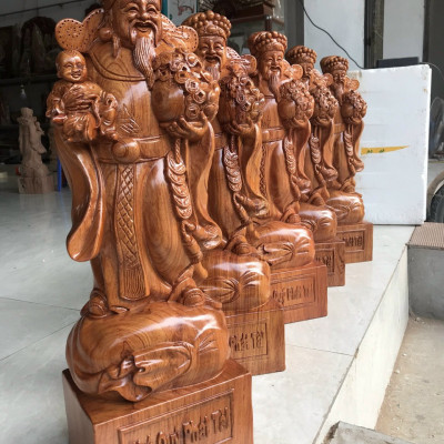 Tượng phật ông thần tài bằng gỗ hương đá liền khối kt cao 60×20×15cm 