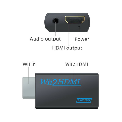 Hàng Chính Hãng - Bộ Chuyển Đổi Wii Sang HDMI 1080p - Cáp HDMI, Plug & Play, Hỗ trợ tất cả các chế độ hiển thị WII (NTSC, PAL 480i, 480p, 576i),Độ phân giải đầu ra 720P hoặc 1080P, Kích thước nhỏ gọn, tiện lợi - ROGTZ