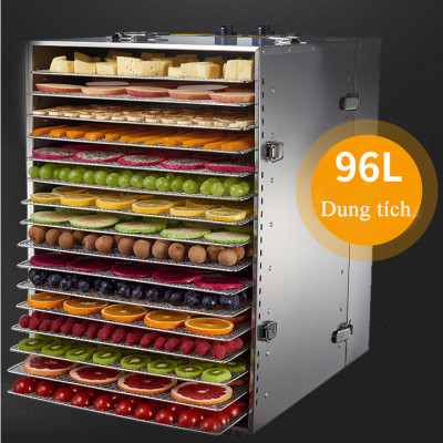 Máy Sấy Thực Phẩm Inox HTG 16 Khay 40cm Khay Inox SS304 Chống Rỉ Sét, Chống Rơi, Hàng Chính Hãng