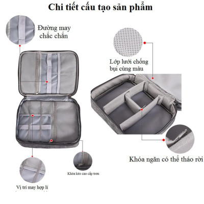Túi Đựng Phụ Kiện Điện Thoại 2 Ngăn Lớn Cải Tiến Nhiều Ngăn Chống Nước, Chống Sốc - Hàng Chính Hãng D Danido