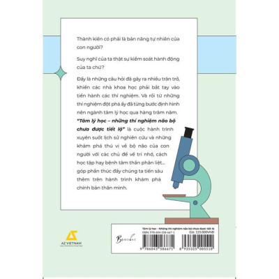 Sách - Tâm Lý Học Những Thí Nghiệm Não Bộ Chưa Được Tiết Lộ - AZbook