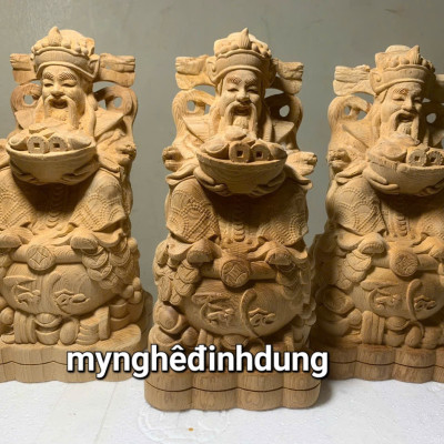 Tượng ông thần tài kim tiền bằng gỗ ngọc am thơm nức kt cao 25x13x12cm