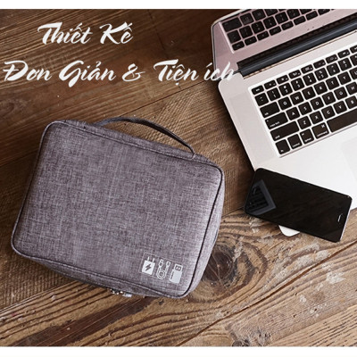 Túi đựng phụ kiện điện thoại 2 ngăn lớn vải Oxford cải tiến kích thước 27cm nhiều ngăn chống nước, chống sốc - Hàng chính hãng D Danido