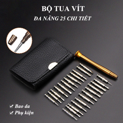 Bộ tô vít đa năng sửa chữa điện thoại ABG 25 chi tiết bao da, nhiều đầu vặn mở đa dụng tặng kèm cục tạo từ