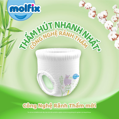 Tã/bỉm quần Molfix Thiên nhiên Jumbo L (9kg - 13kg) - Gói 36+6 miếng