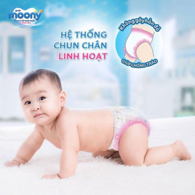[Combo 2] Bỉm - Tã quần Moony Blue size L Girl 44 miếng (Cho bé 9~14kg)