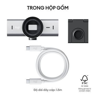 Webcam Logitech MX BRIO 4K ULTRA HD Đen/Xám - Hàng Chính Hãng
