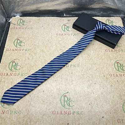 Cà vạt nam bản nhỏ 6cm màu xanh kẻ mẫu tự thắt mới t2/2024