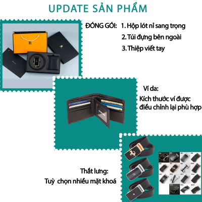 Combo ví thắt lưng nam CB102 Bụi Leather – da bò thật 100%, bảo hành 12 tháng