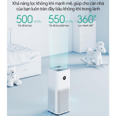 Máy lọc không khí Xiaomi Smart Air Purifier 4 Pro Tạo ion Diện tích lọc lớn 60m2 Bản Quốc Tế - Hàng chính hãng