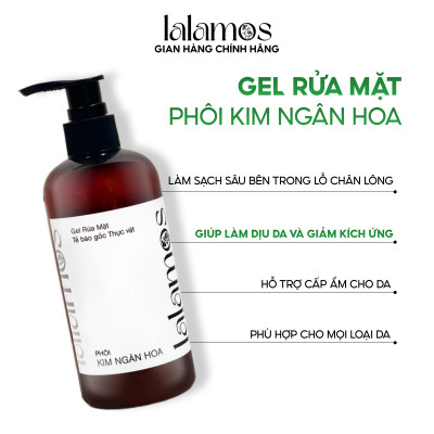 Combo cấp ẩm Lalamos Sữa rửa mặt phôi Kim Ngân Hoa 280ml + Toner cánh Kim Ngân Hoa 250ml