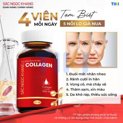 Combo 6 món Nước tẩy trang 145ml + Sữa rửa mặt 100g + Nước hoa hồng 145ml + Kem chống nắng 50g + Viên uống Collagen 60 viên + Kem dưỡng da ban đêm-10g  [Sắc Ngọc Khang official]